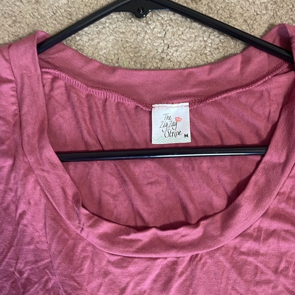 Zig Zag Stripe rose/mauve romper, short sleeve cropped wide legs sz Medium - Picture 4 of 11